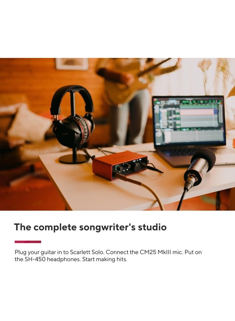 Focusrite Scarlett Solo Studio 4th Gen USB Audio Interface Recording Bundle with Condenser Microphone and Headphones for Music Production Songwriting Vocal Recording and Podcasting - Image 2